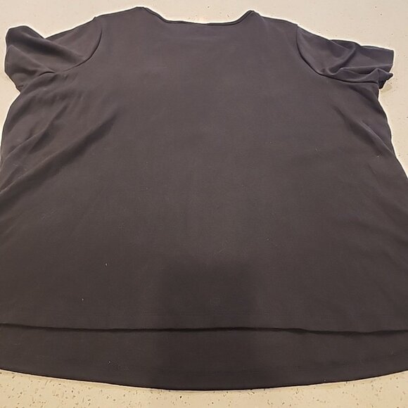 Quacker Factory Black T-shirt 2x Cotton Blend Short Sleeve - Picture 6 of 7